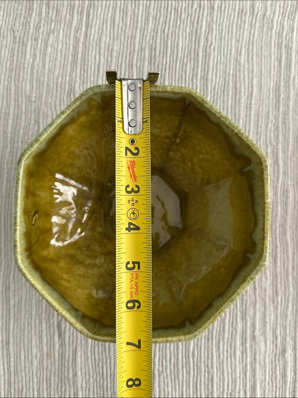 Vintage Olive Green Drip-Glazed Pedestal Vase